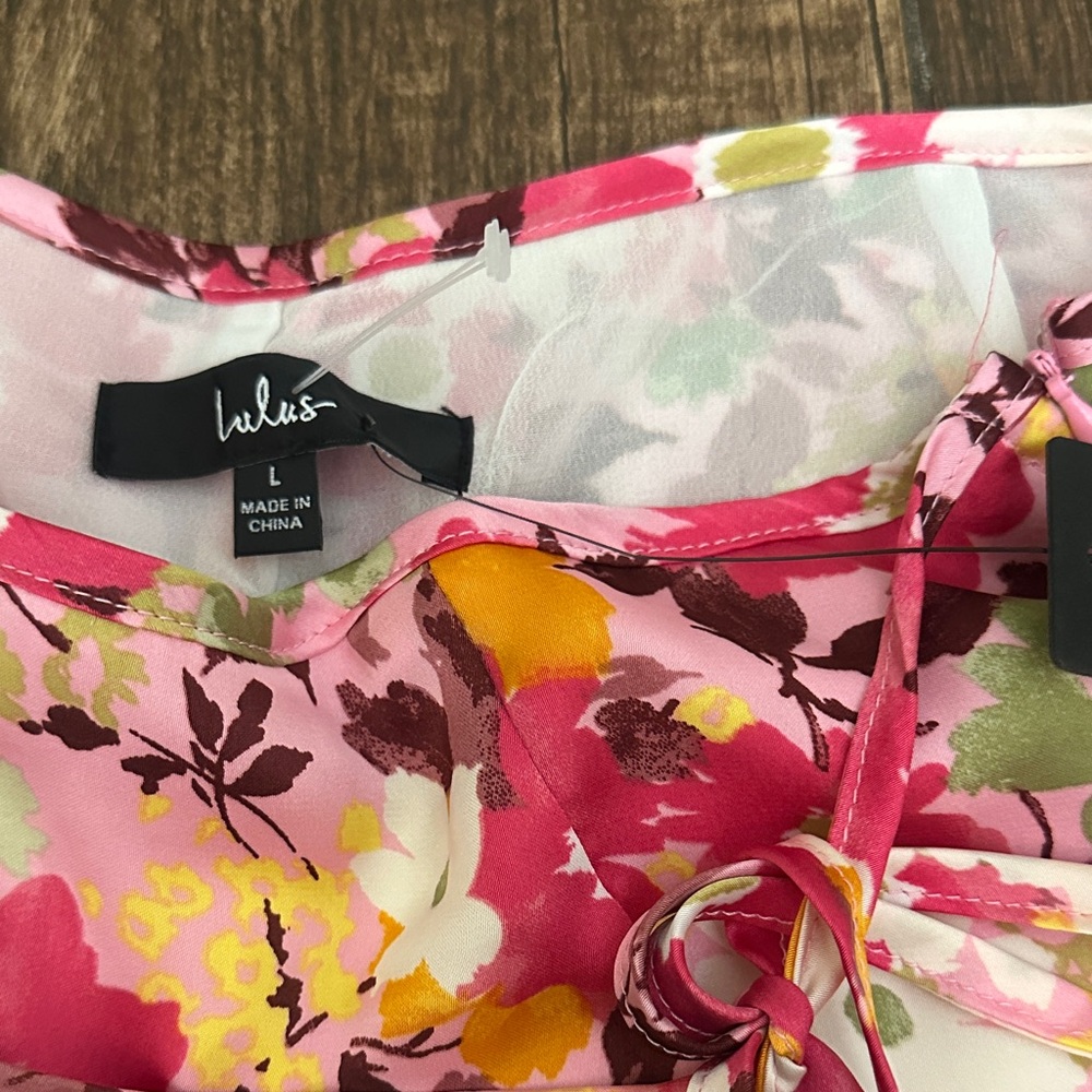 Lulus Floral Skort NWT Size L | Pink Orange Summer Shorts Skirt - Picture 2 of 3